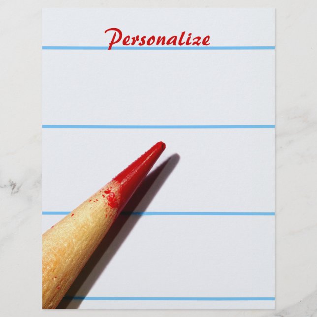 Stift des roten Lehrers auf gestrichenem Papier mi (Vorderseite)
