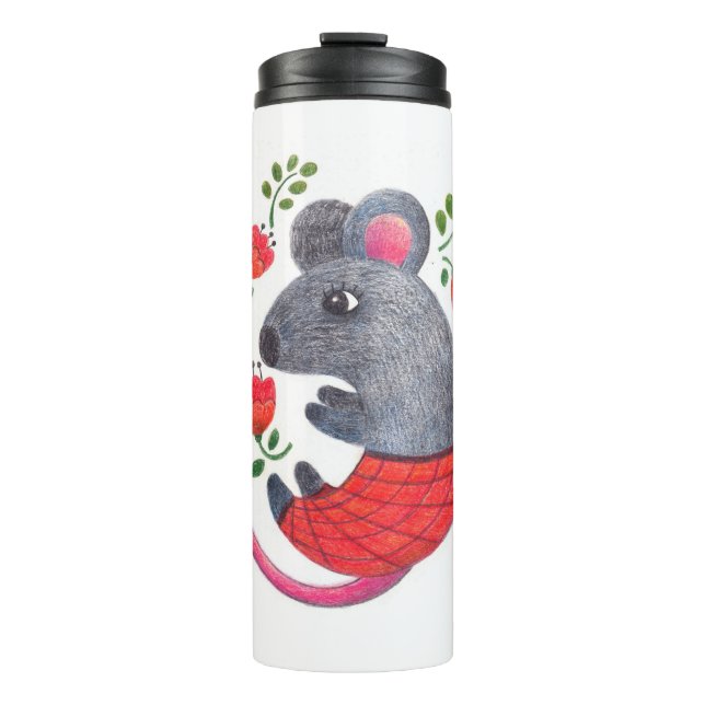 Stift gezeichnet Maus Thermosbecher (Vorderseite)