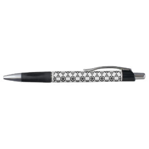 Stift, Grip - Geometrische Blume in Schwarz Kugelschreiber