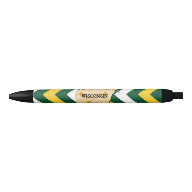 Stift-Grün und Gold Wisconsins Cheesehead Kugelschreiber (Vorderseite)