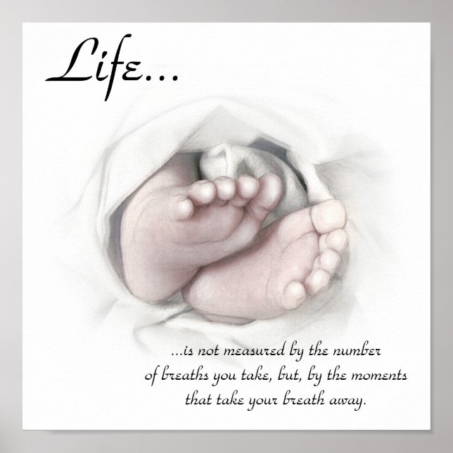 Stift-Skizze für Babyfüße, Leben-inspirierendes Sp Poster (Vorne)