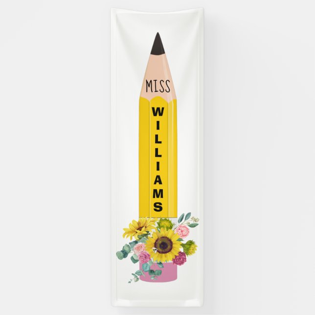 Stift Sonnenblume Klassenzimmer Banner (Vertikal)