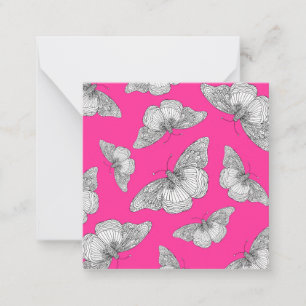 Stift und Tinte Butterfly Hot Pink Hintergrund Mitteilungskarte