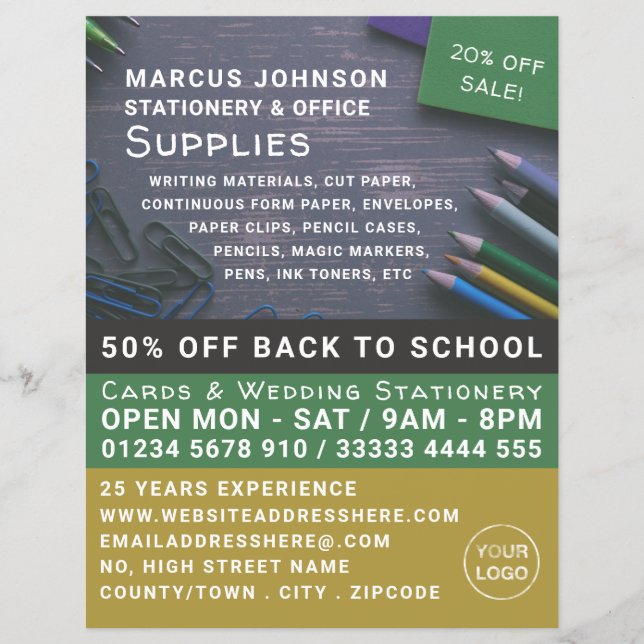 Stifte, Schreibwaren und Bürobedarf, Stationer Flyer (Vorne)