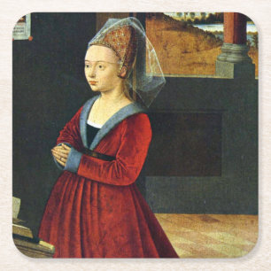 Stifterin Detail - Petrus Christus - c1460 Rechteckiger Pappuntersetzer
