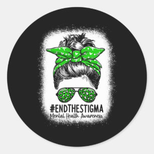 Stigma Messy Bun Women - Mental Health Awarene Runder Aufkleber