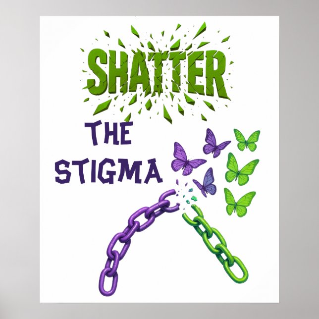 Stigma zerschlagen - Psychische Gesundheit Poster (Vorne)