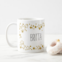 Stijlvolle mok met eigen naam en sterren kaffeetasse