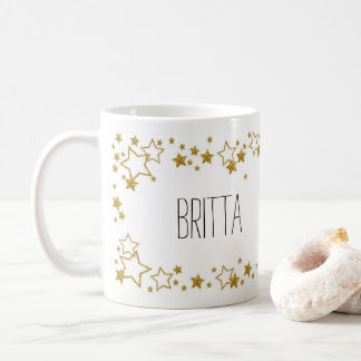 Stijlvolle mok met eigen naam en sterren kaffeetasse