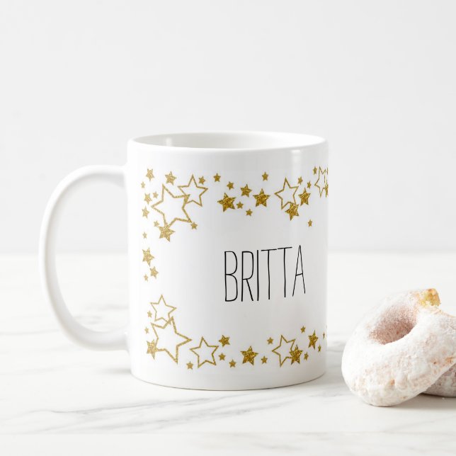 Stijlvolle mok met eigen naam en sterren kaffeetasse (Mit Donut)