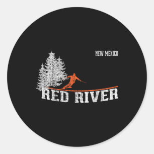 Stil der 80er Jahre Roter Fluss Nm Vintages Skifah Runder Aufkleber