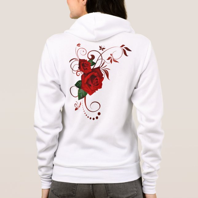 Stil: Frauen Bella+Leinwand Rote Blume Hoodie (Rückseite)