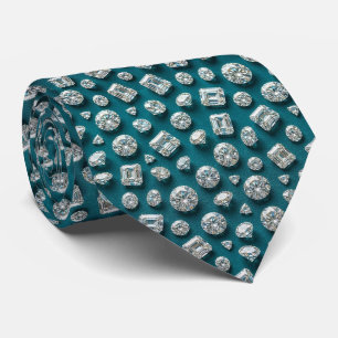 Stil Pfau Luxuriös Diamant Teal Blau Krawatte