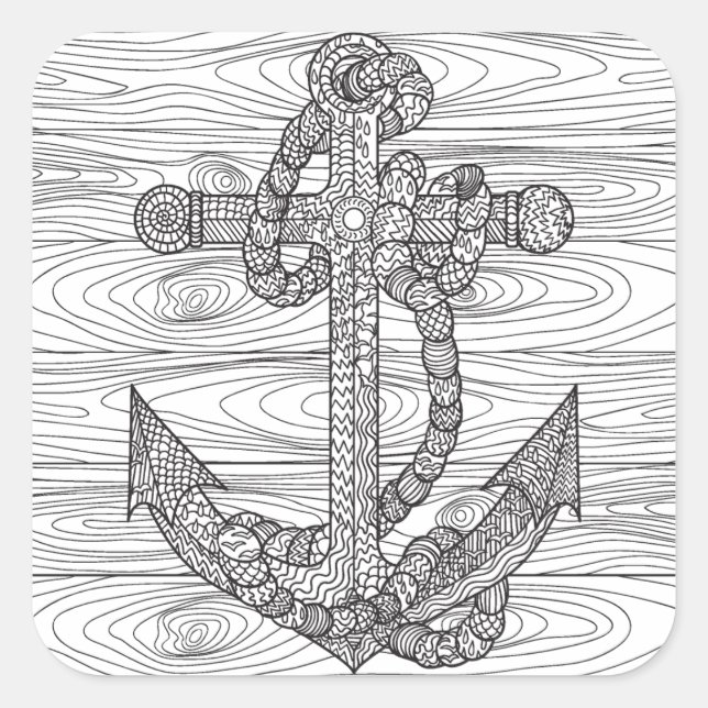 Stilankronen und Seile Quadratischer Aufkleber (Vorderseite)