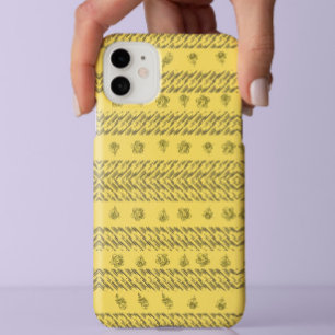 Stilblaue Streifen schwarz Floral gelb ästhetisch Case-Mate iPhone Hülle