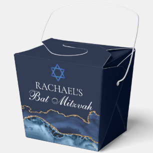 Stilechte Bat-Mizwa-Feier Navyblau Gold Glück Geschenkschachtel
