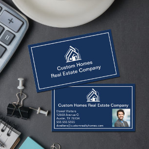 Stilechte blaue Immobilienfirma Makler Foto Visitenkarte