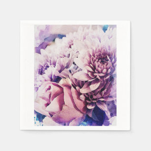 Stilechte hellrosa Blumen Papier Serviette