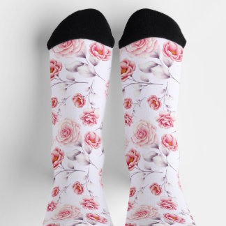 Stilechte rosa Blumen Chic Muster Farbig Socken