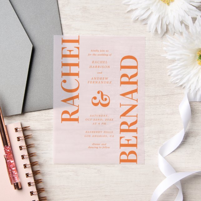 Stilechte rosa und orange Typografie-Hochzeit (Hochzeit)