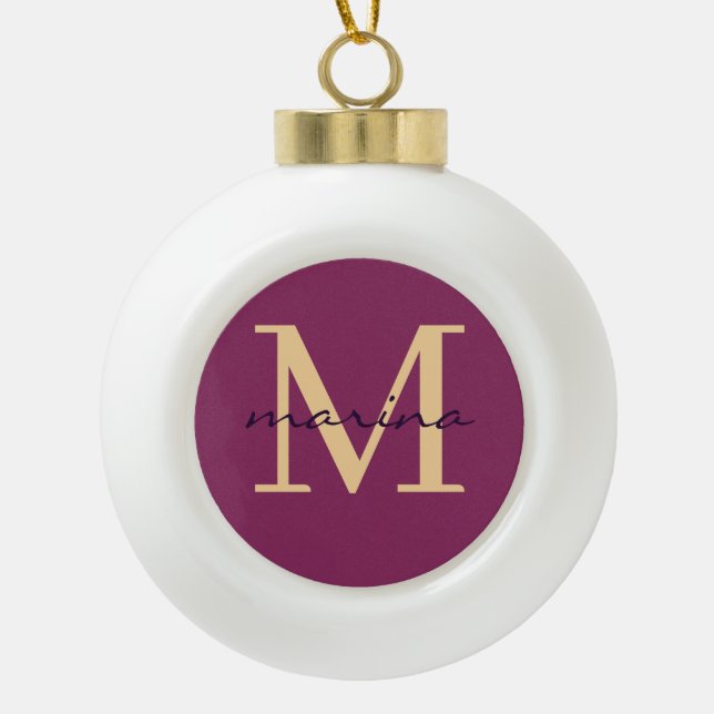 Stilelemente und personalisierte mit Monogramm Keramik Kugel-Ornament (Vorderseite)
