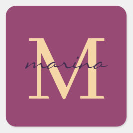 Stilelemente und personalisierte mit Monogramm Quadratischer Aufkleber