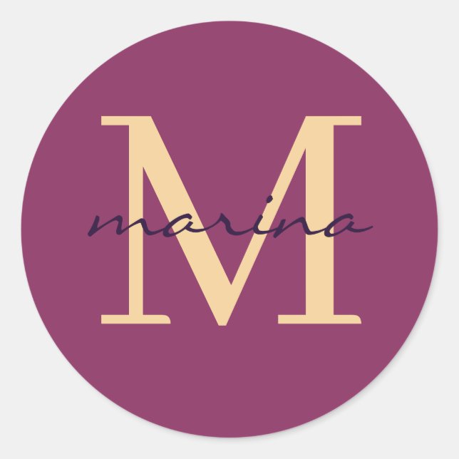 Stilelemente und personalisierte mit Monogramm Runder Aufkleber (Vorderseite)