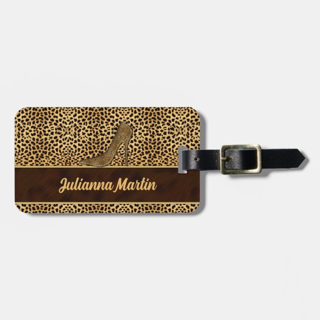 Stilett-Gepard-Druck für die Dame Traveler Gepäckanhänger (Vorderseite horizontal)