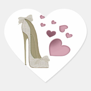 Stilett-Schuh und rosa Herz-Kunst Herz-Aufkleber