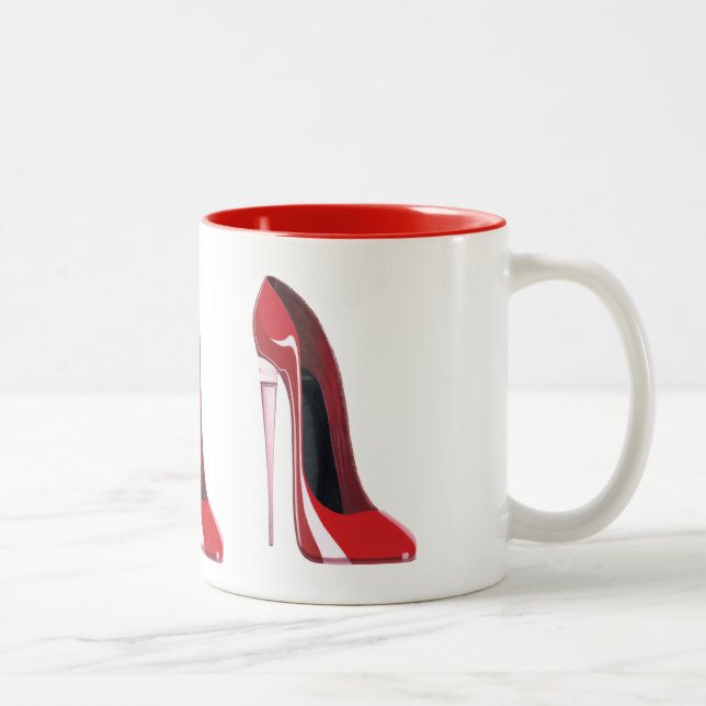 Stilett-Schuhkunst Champagne-Ferse rote Zweifarbige Tasse (Rechts)