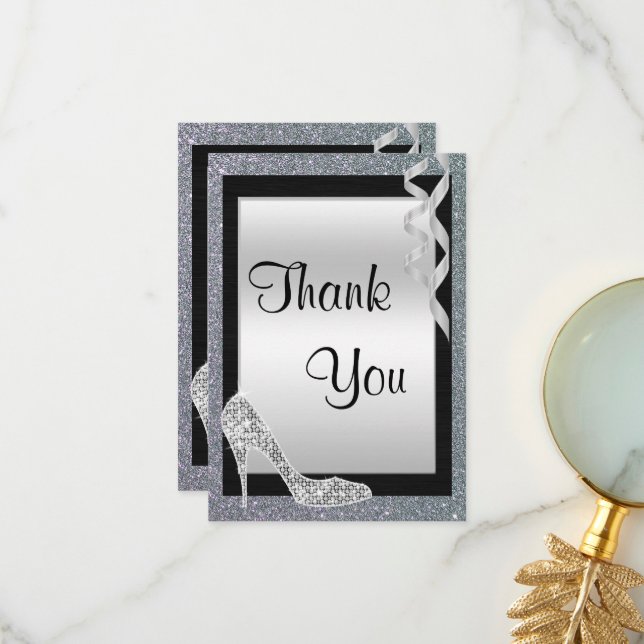 Stiletto de la Glitterie Argent & Streamers Merci (Devant/Arrière en situation)