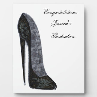 Stiletto High Heel Shoe Black Elegante Art Fotoplatte