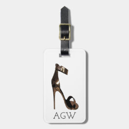 Stiletto-Sandalen aus Gold mit Ihrem Monogramm Gepäckanhänger