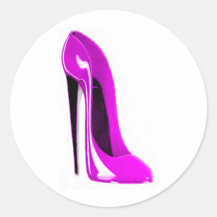 Stiletto-Schuh mit hellrosa Stiletto Runder Aufkleber