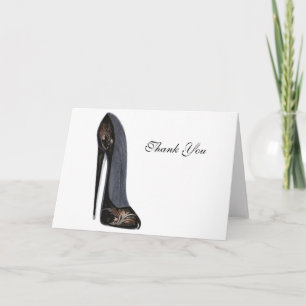 Stiletto Schuhputzgeschenke aus Schwarz und Kupfer Dankeskarte