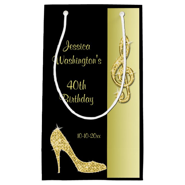 Stiletto & Treble Cleft 40. Geburtstag Party Kleine Geschenktüte (Vorderseite)