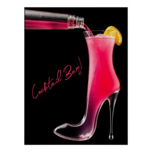 Stiletto und Cocktail-Bar-Zeichen Poster