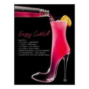 Stiletto und Cocktails-Bar-Zeichen Poster