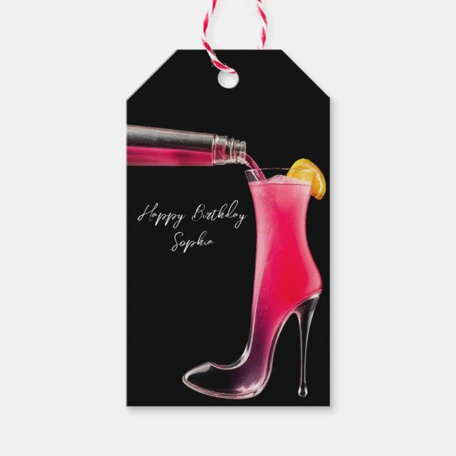 Stiletto und Cocktails Geschenkanhänger (Vorderseite)