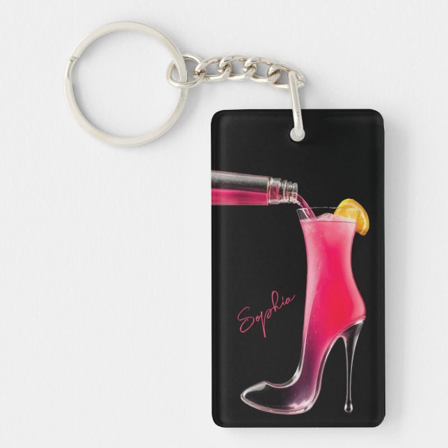 Stiletto und Cocktails-High Heel Schlüsselanhänger (Vorderseite)