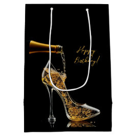 Stiletto und Sparkling Weinbeutel Mittlere Geschenktüte