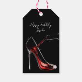 Stiletto und Wein Geschenkanhänger