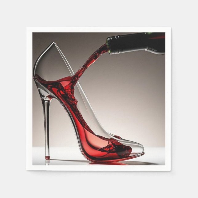 Stiletto und Wein Serviette (Vorderseite)