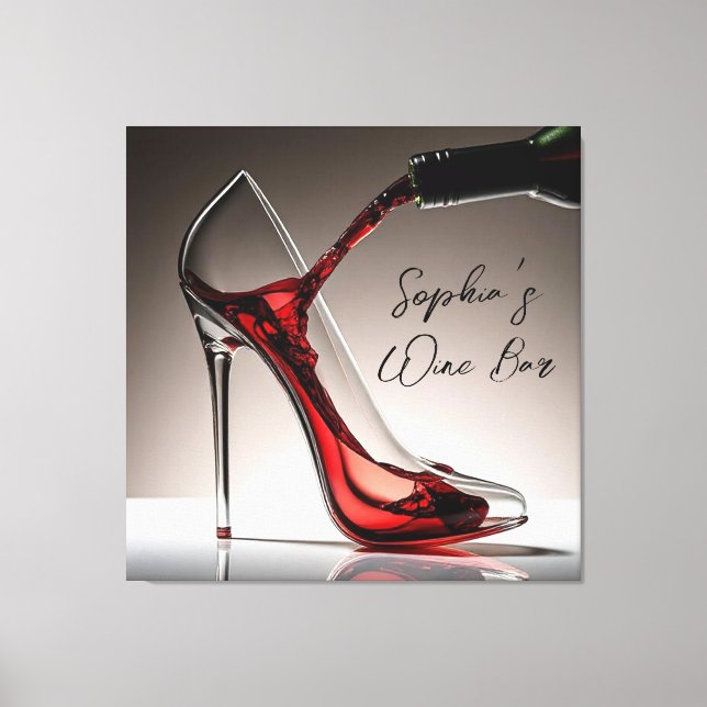 Stiletto und Wine Wine Bar Leinwanddruck (Vorderseite)