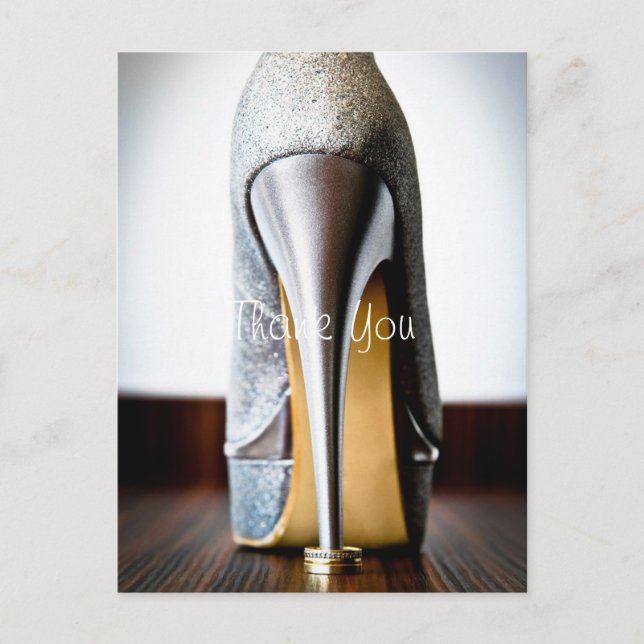 Stiletto Wedding Shoe Fügen Sie Ihr Foto Dankeschö Postkarte (Vorderseite)