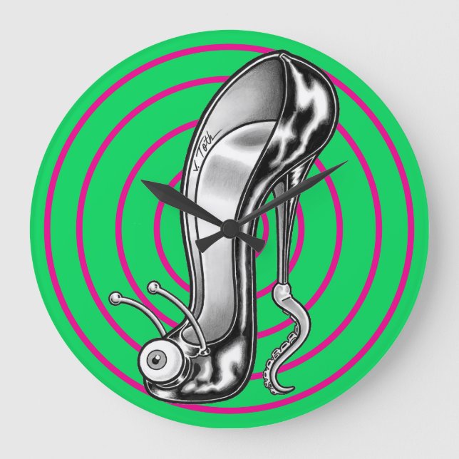 Stilettoid™/Grün/Rosa, große Uhr (Vorderseite)