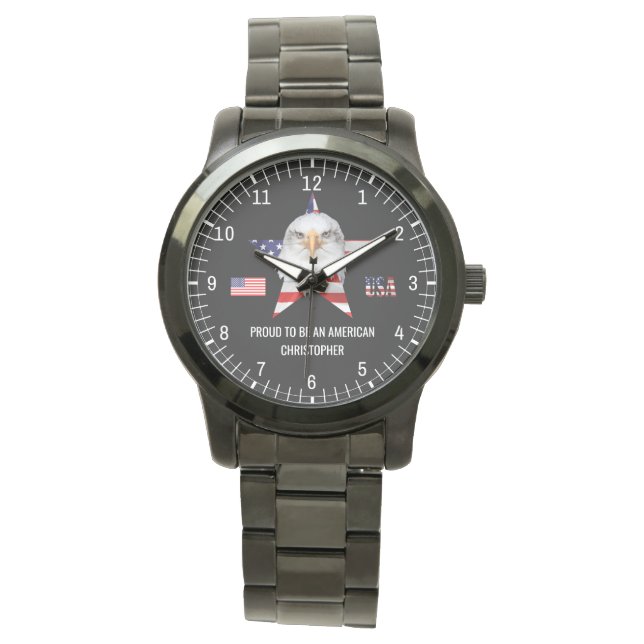Stilftiger Adler, Die amerikanische Flagge, Patrio Armbanduhr (Vorderseite)