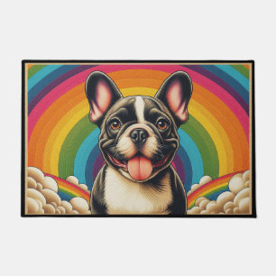 Stilftiger französischer Bulldog Hund farbenfroher Fußmatte