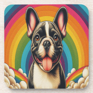 Stilftiger französischer Bulldog Hund farbenfroher Getränkeuntersetzer