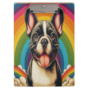 Stilftiger französischer Bulldog Hund farbenfroher Klemmbrett